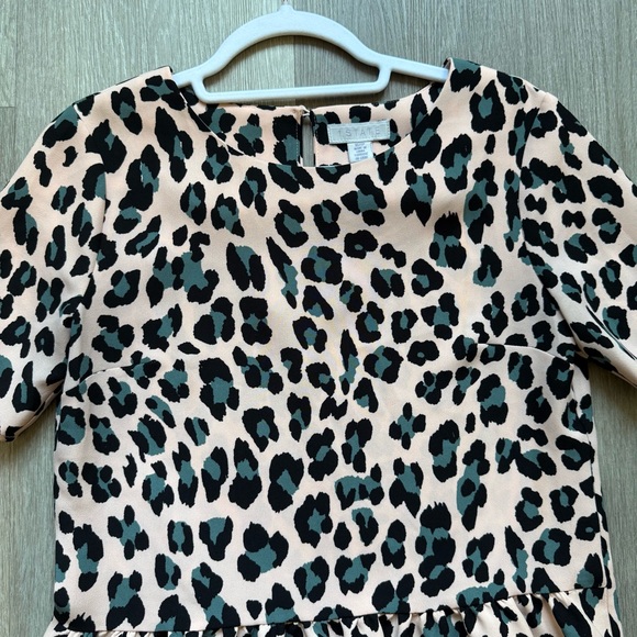 1. State Pink and Black Leopard Peplum Short Sleeve Blouse Women’s XS Office - Picture 5 of 8